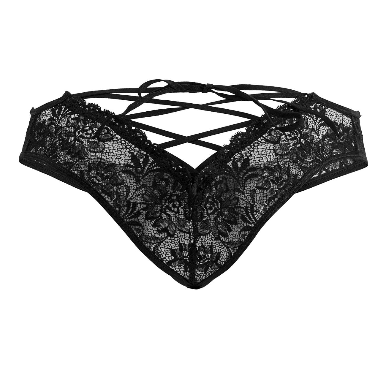 CandyMan Men's Underwear 99784 Lace Thongs Color Black