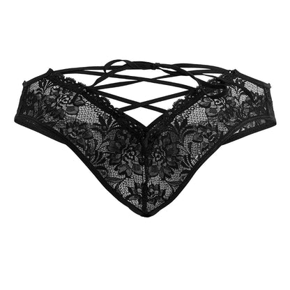 CandyMan Men's Underwear 99784 Lace Thongs Color Black