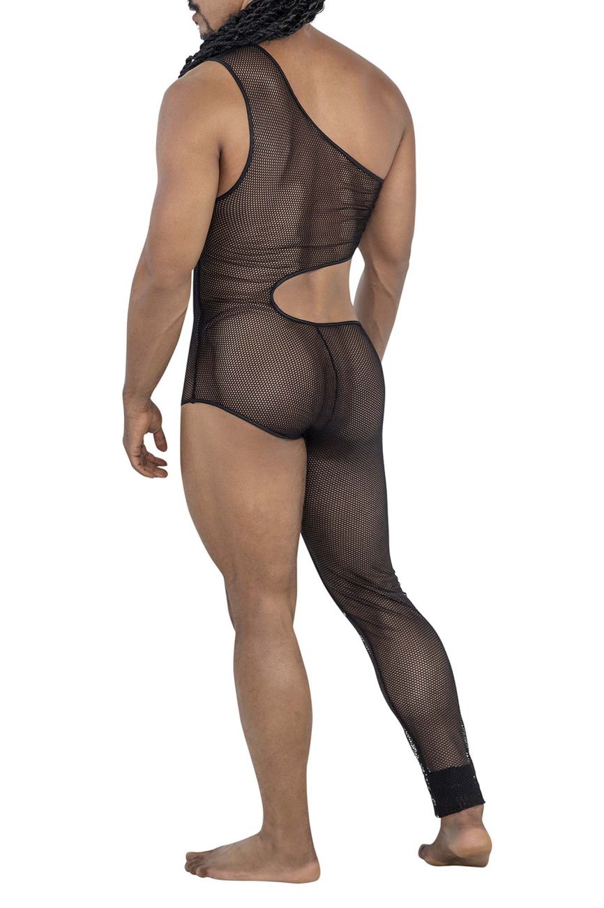 CandyMan Men's Underwear 99787 One Shoulder One Leg Bodysuit Color Black