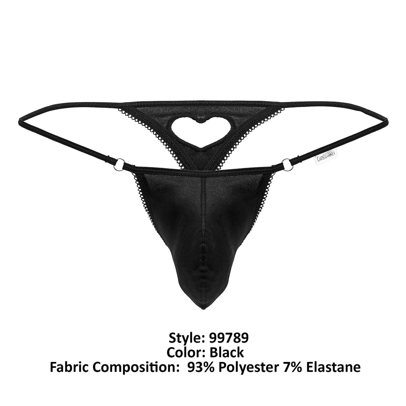 CandyMan Men's Underwear 99789 Heart Thongs Color Black
