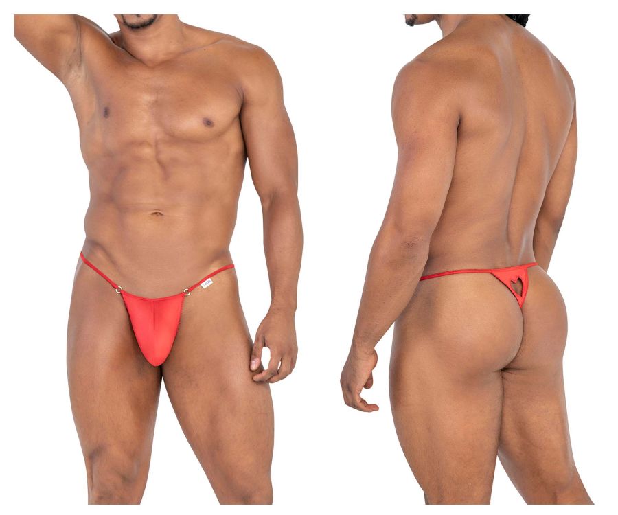 CandyMan Men's Underwear 99789 Heart Thongs Color Red