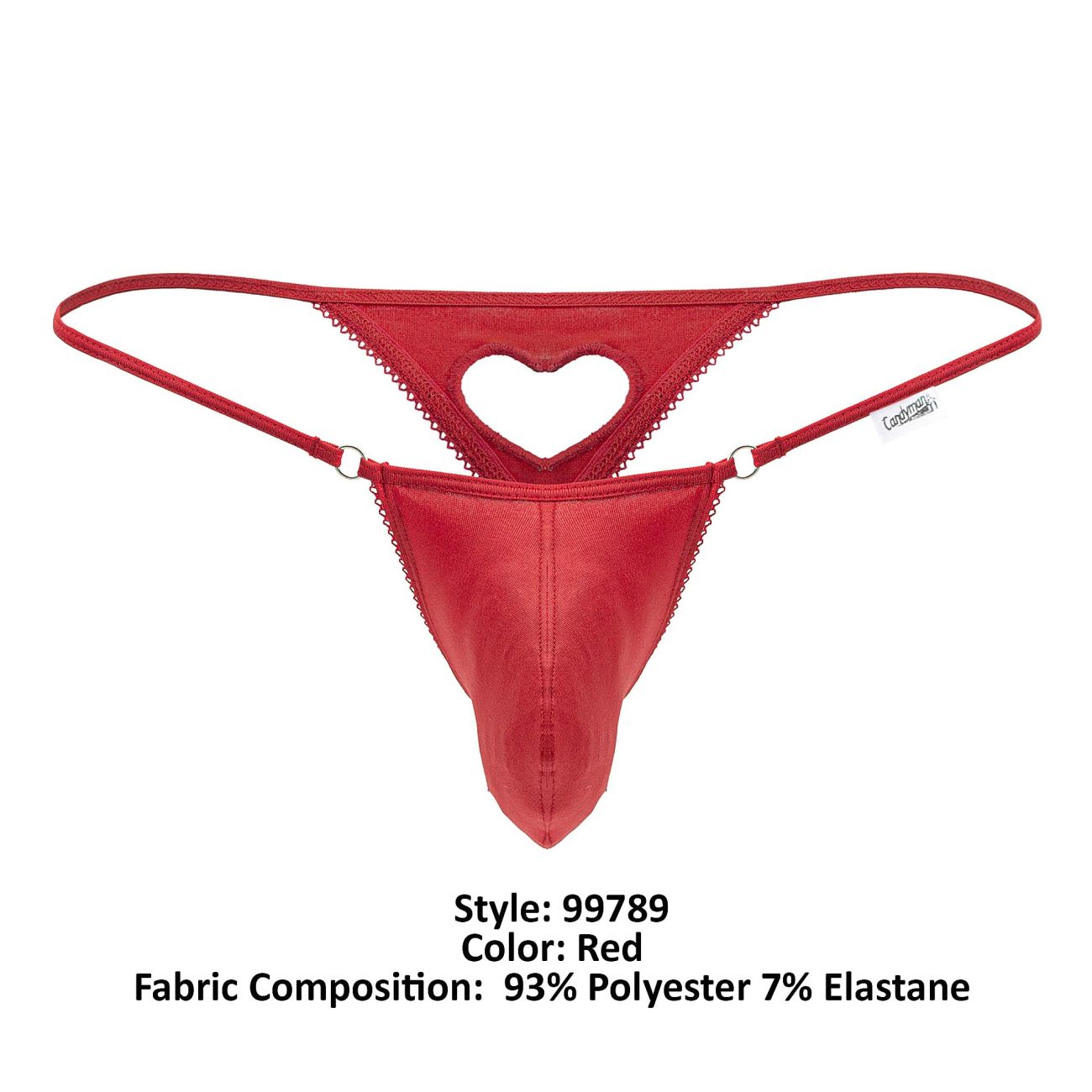 CandyMan Men's Underwear 99789 Heart Thongs Color Red