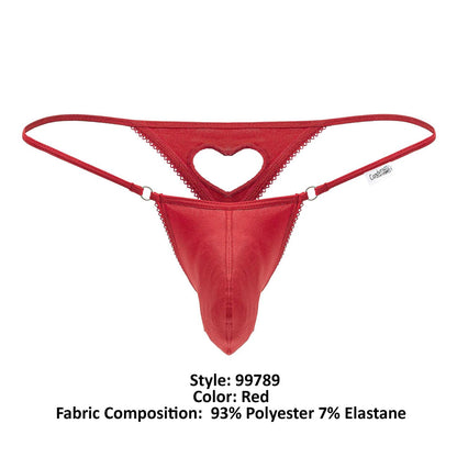 CandyMan Men's Underwear 99789 Heart Thongs Color Red