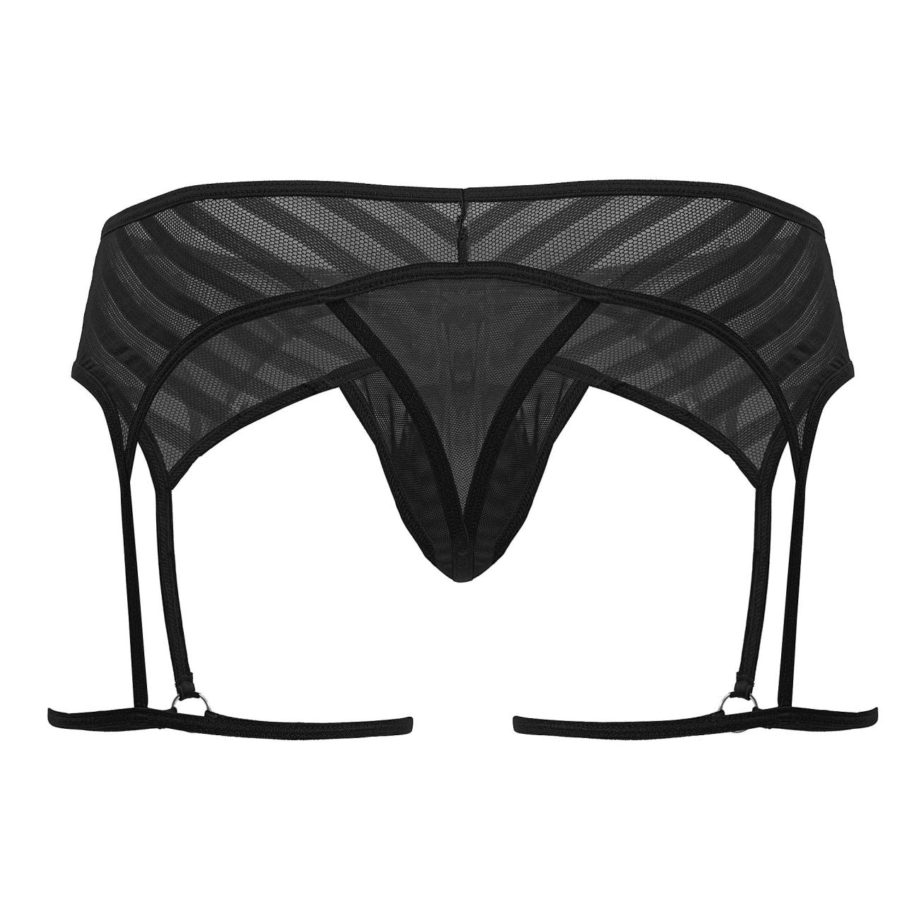 CandyMan Men's Underwear 99792 Mesh Garter Thongs Color Black