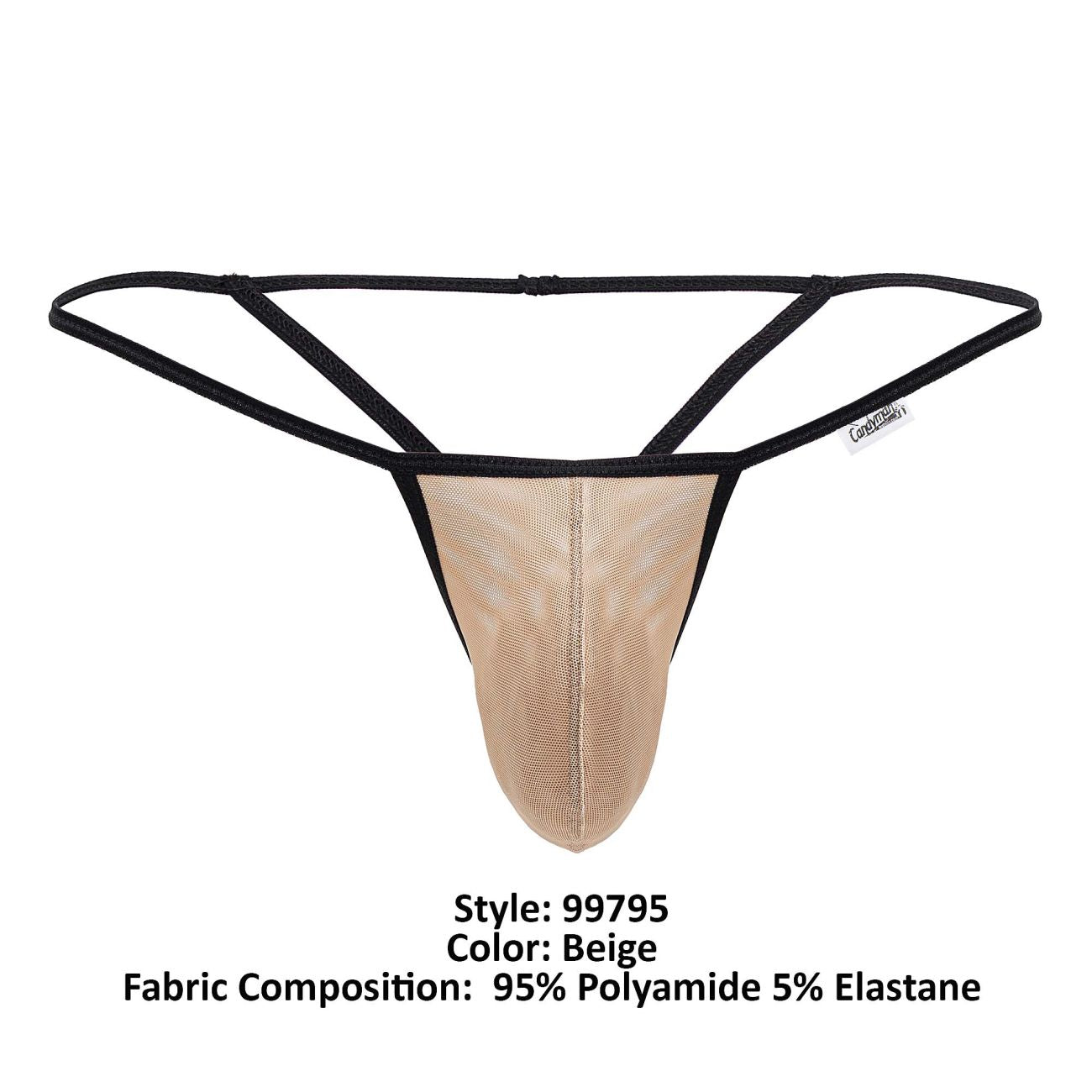 CandyMan Men's Underwear 99795 Mesh G-String Thongs Color Beige