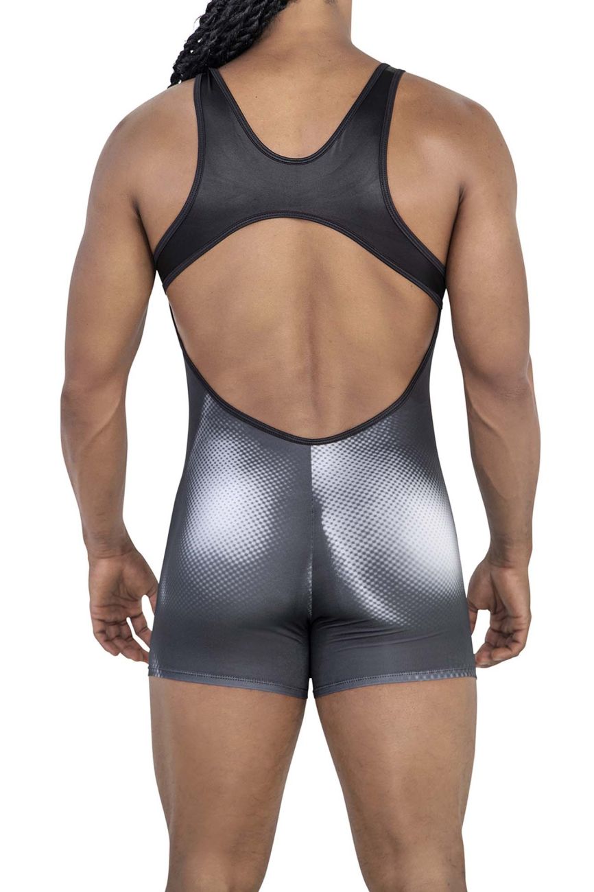 CandyMan Men's Underwear 99796 Muscle Onesie Bodysuit Color Black-White