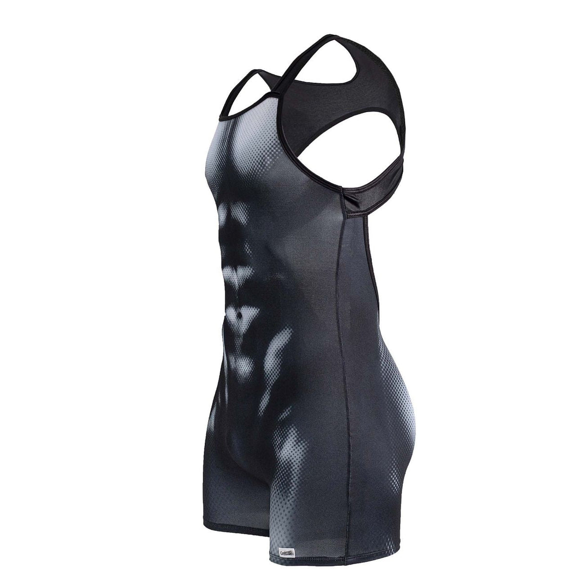 CandyMan Men's Underwear 99796 Muscle Onesie Bodysuit Color Black-White