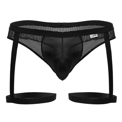 CandyMan Men's Underwear 99798 Garter Mesh Thongs Color Black