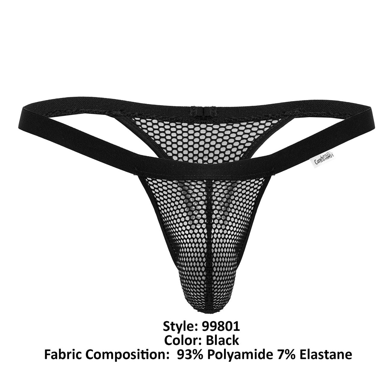 CandyMan Men's Underwear 99801 Mesh Thongs Color Black