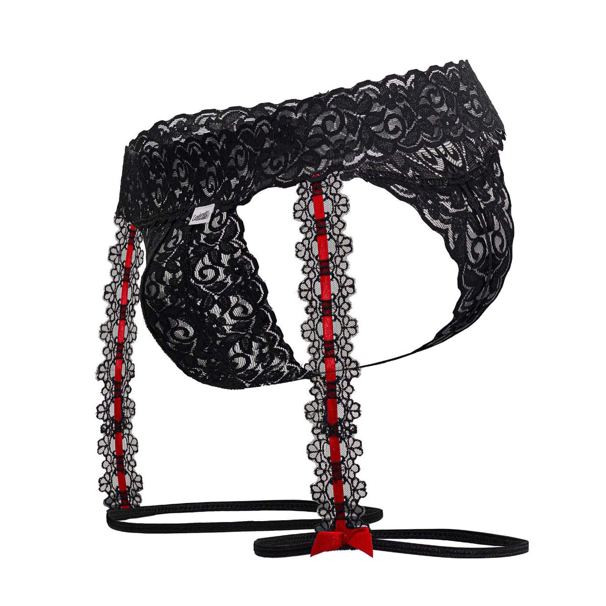 CandyMan Men's Underwear 99803 Lace Garter Thongs Color Black