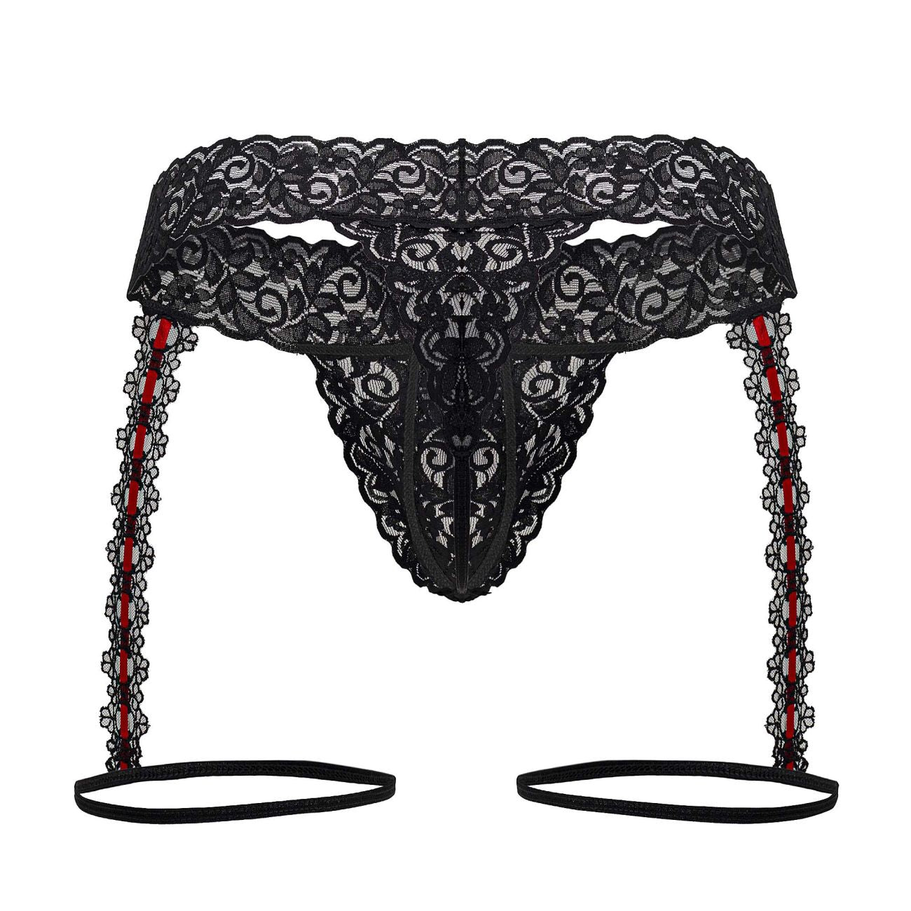 CandyMan Men's Underwear 99803 Lace Garter Thongs Color Black