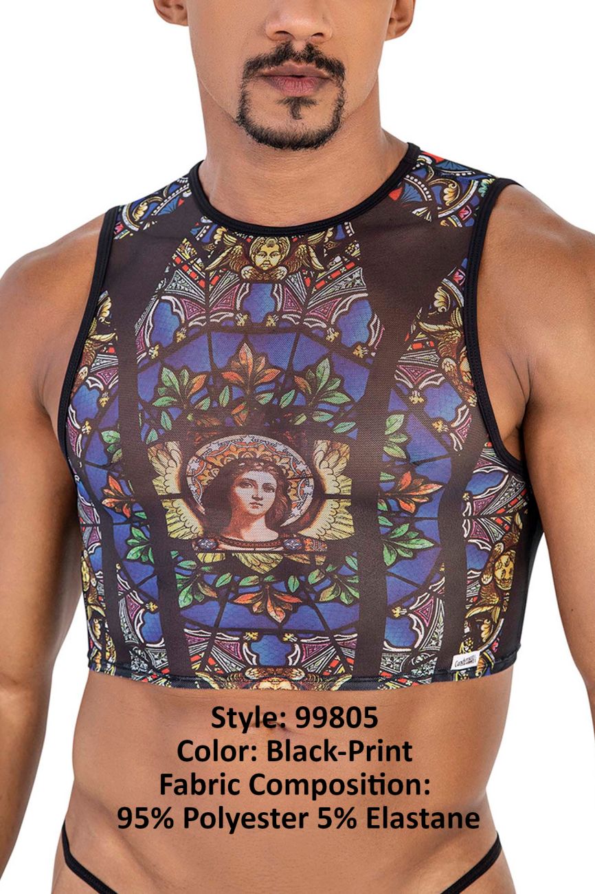 CandyMan Men's Underwear 99805 Stained Glass Tank Top Color Black-Print