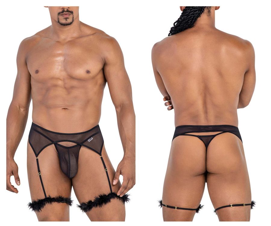 CandyMan Men's Underwear 99806 Mesh Garter Outfit Color Black