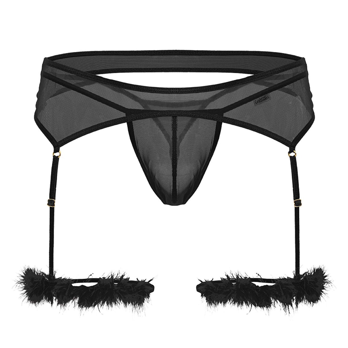 CandyMan Men's Underwear 99806 Mesh Garter Outfit Color Black