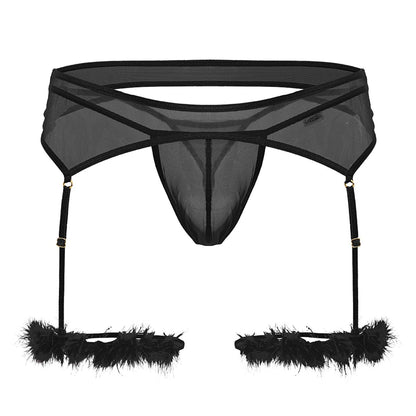 CandyMan Men's Underwear 99806 Mesh Garter Outfit Color Black