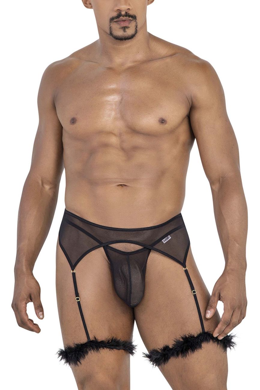 CandyMan Men's Underwear 99806 Mesh Garter Outfit Color Black