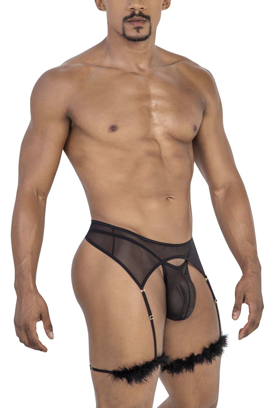CandyMan Men's Underwear 99806 Mesh Garter Outfit Color Black