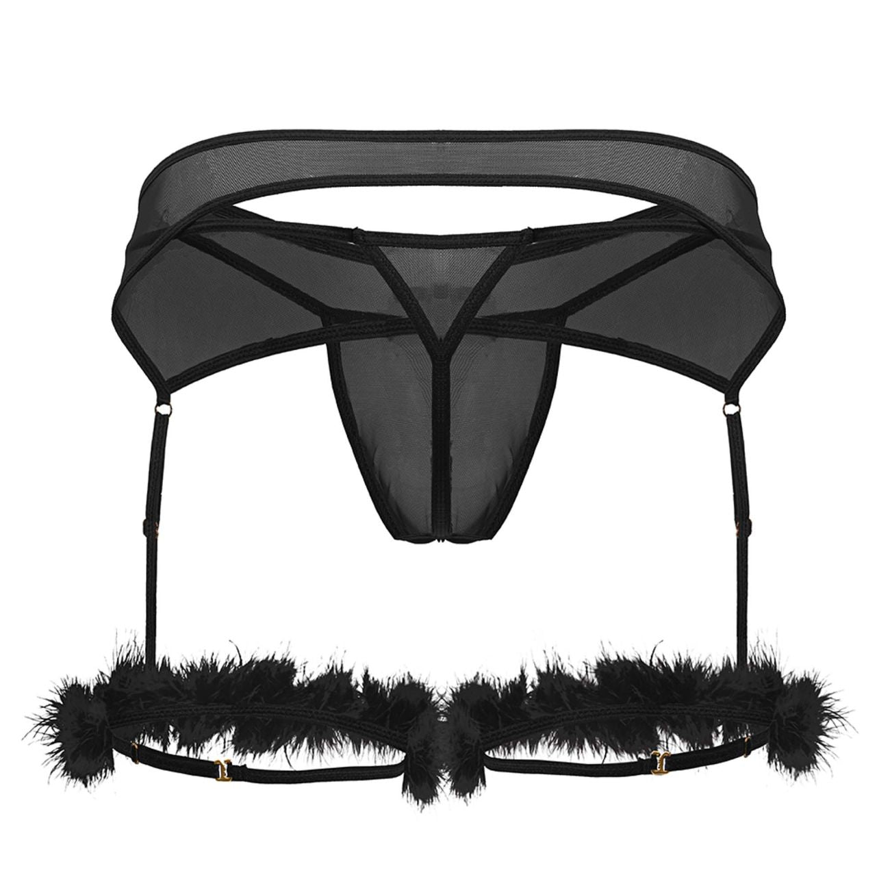 CandyMan Men's Underwear 99806 Mesh Garter Outfit Color Black