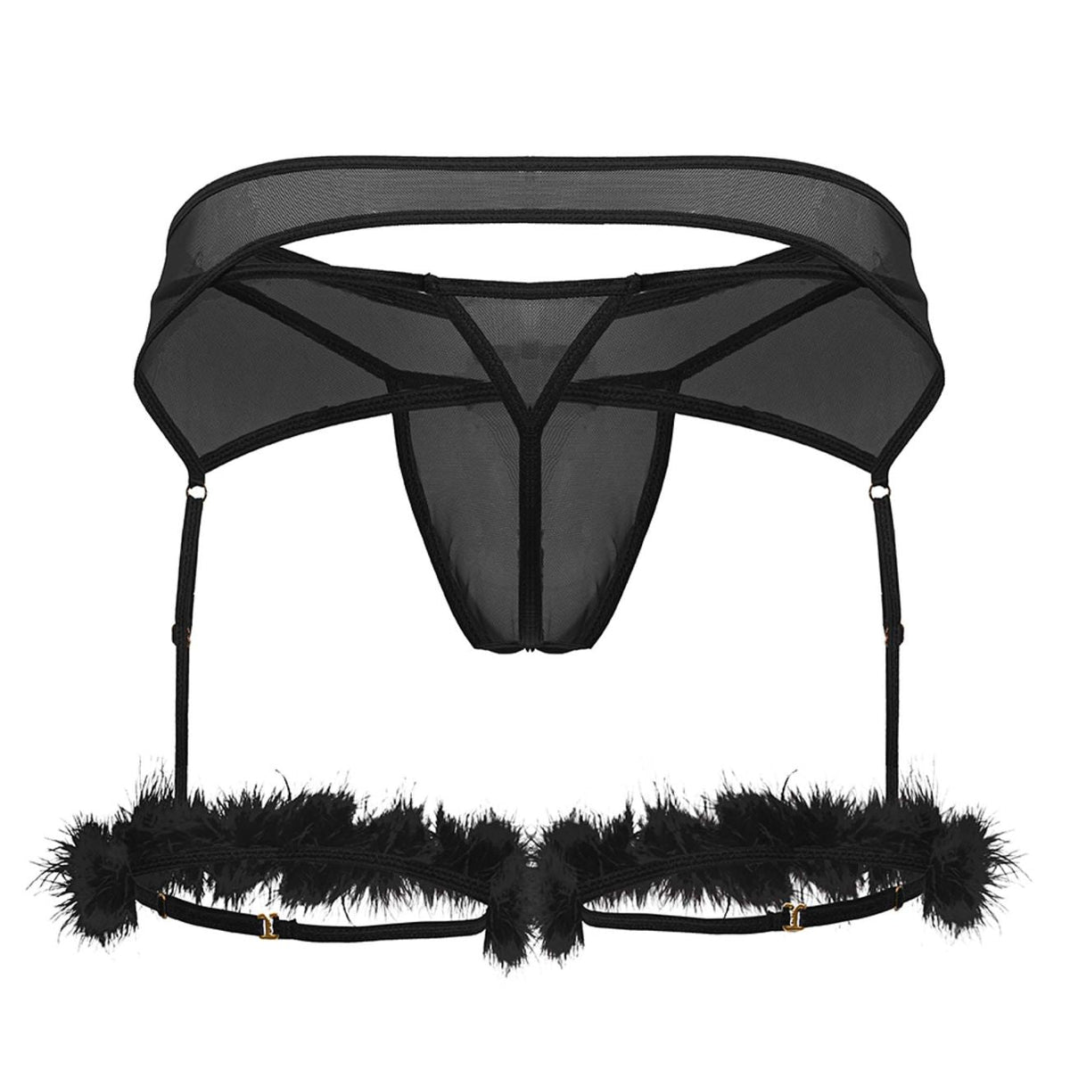 CandyMan Men's Underwear 99806 Mesh Garter Outfit Color Black