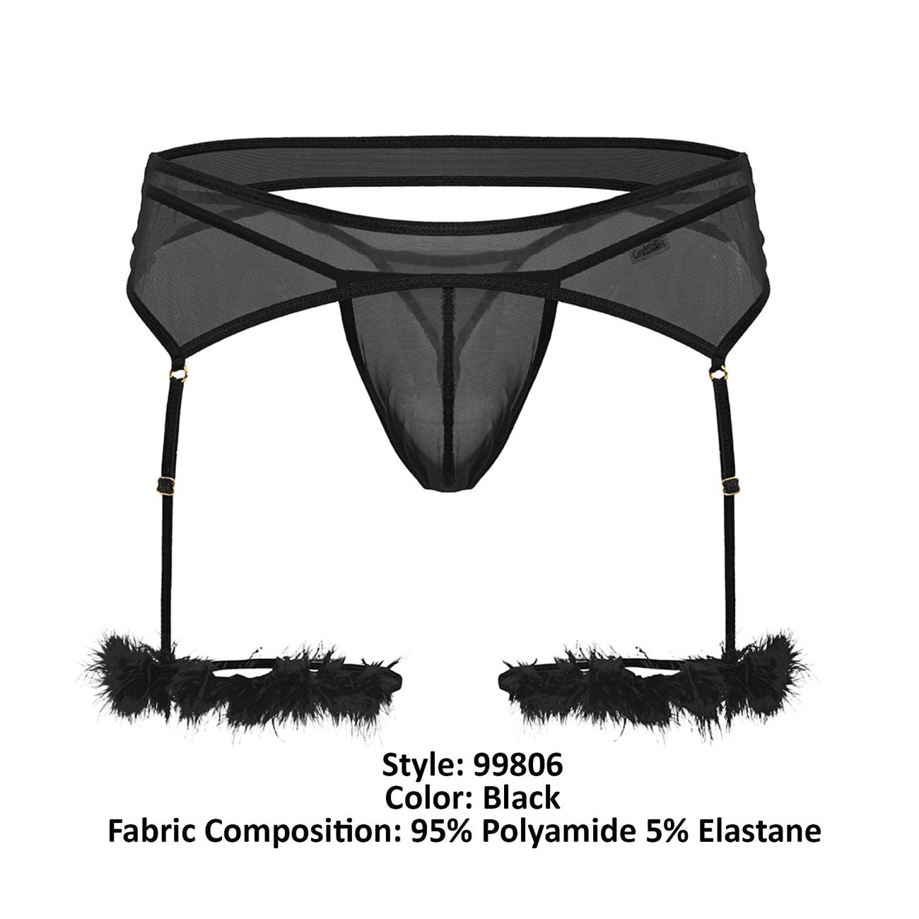 CandyMan Men's Underwear 99806 Mesh Garter Outfit Color Black