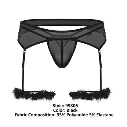 CandyMan Men's Underwear 99806 Mesh Garter Outfit Color Black