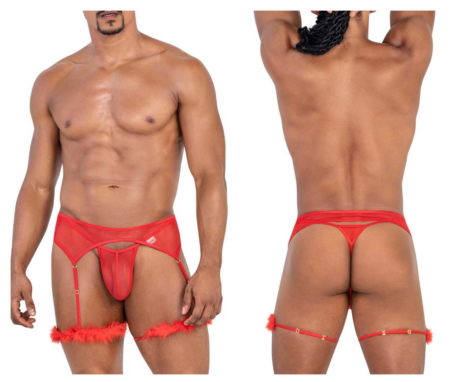 CandyMan Men's Underwear 99806 Mesh Garter Outfit Color Red
