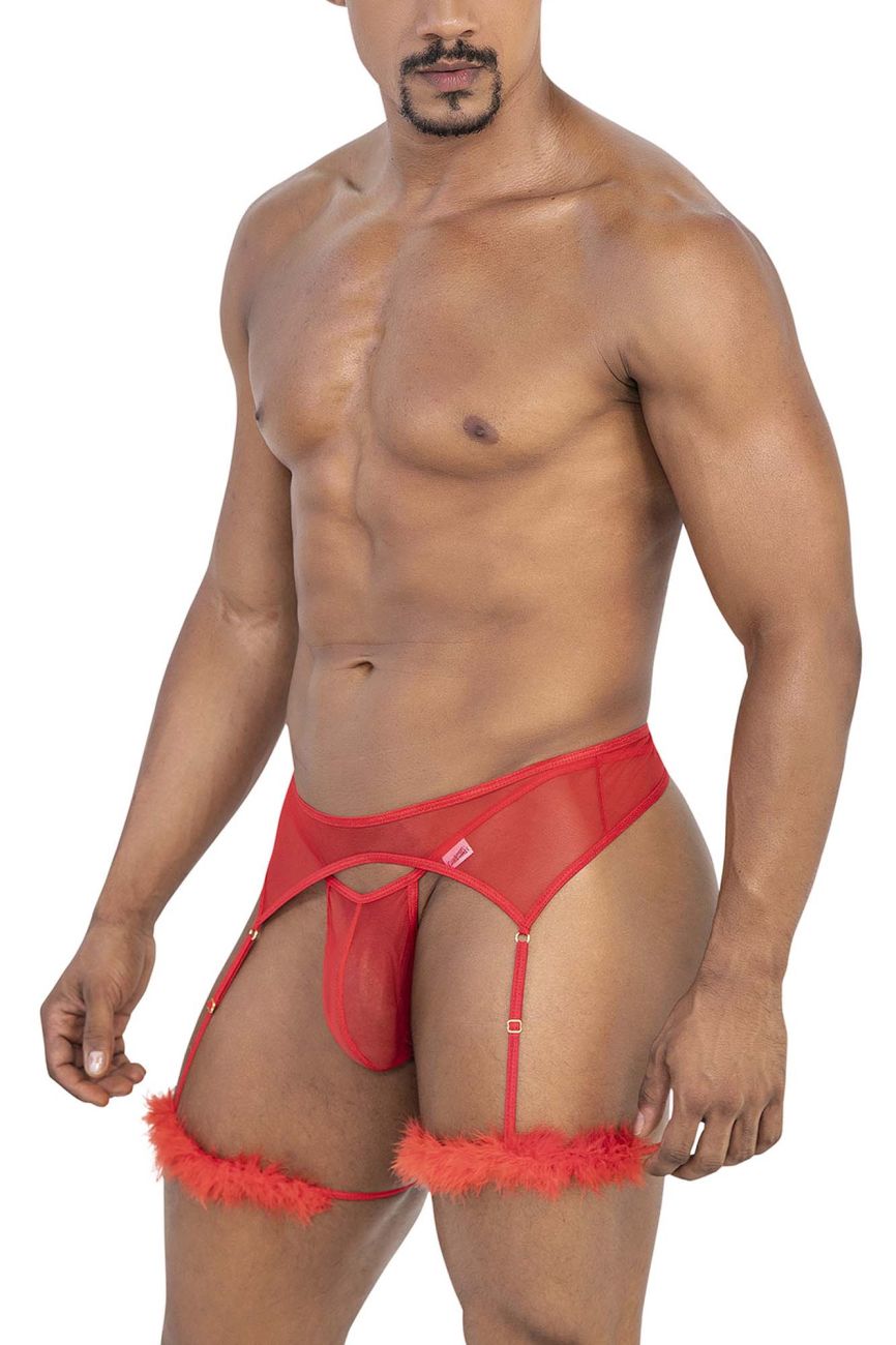 CandyMan Men's Underwear 99806 Mesh Garter Outfit Color Red