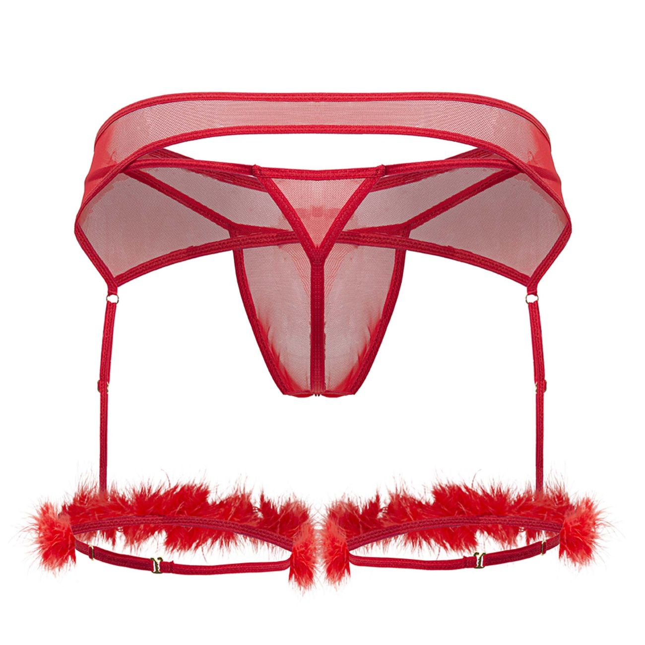 CandyMan Men's Underwear 99806 Mesh Garter Outfit Color Red