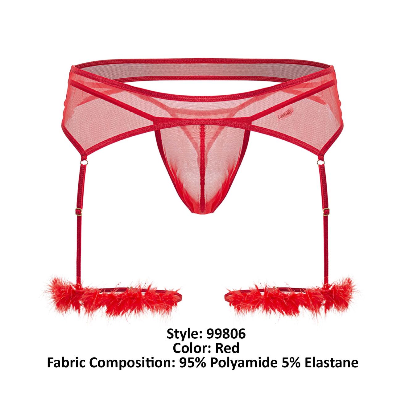 CandyMan Men's Underwear 99806 Mesh Garter Outfit Color Red