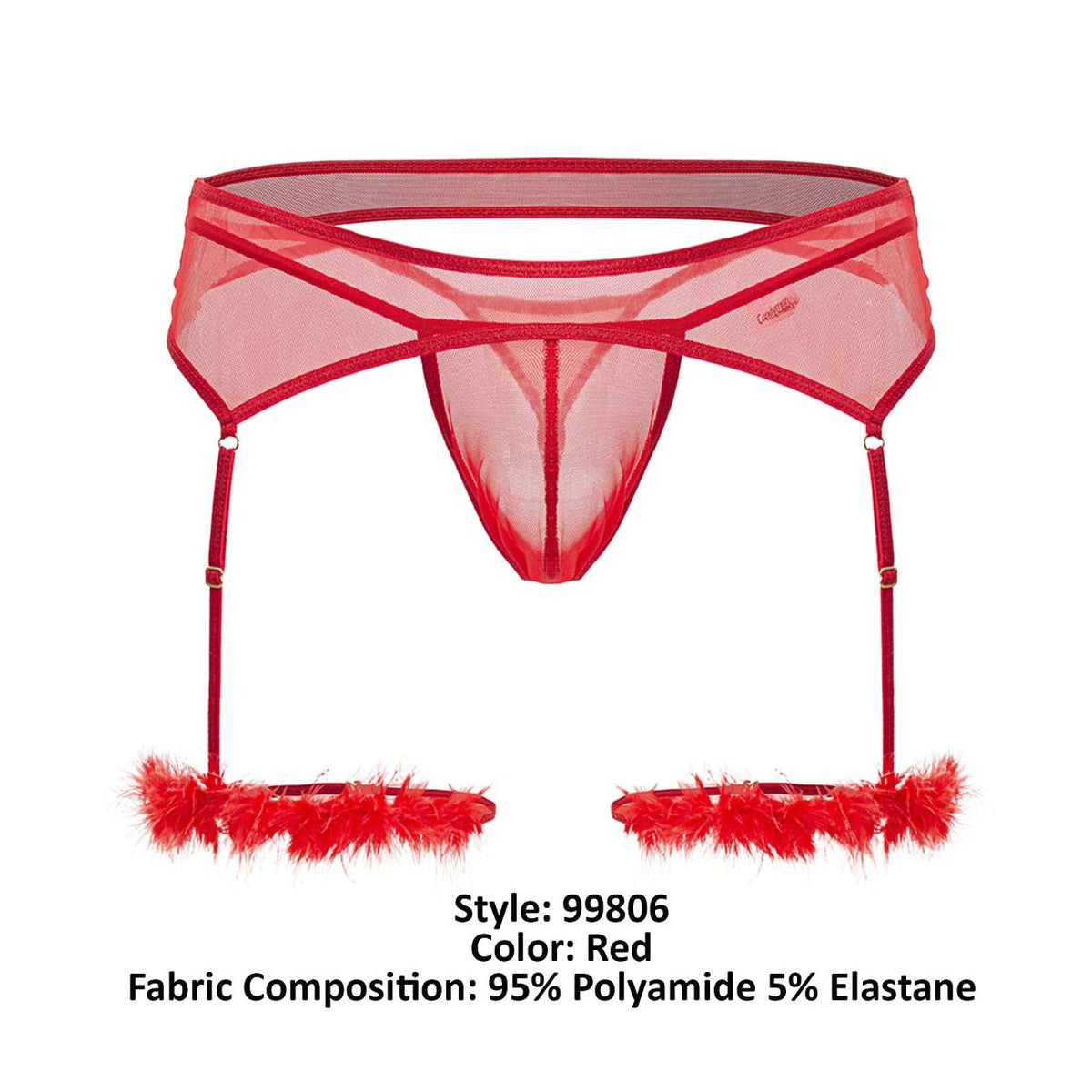 CandyMan Men's Underwear 99806 Mesh Garter Outfit Color Red