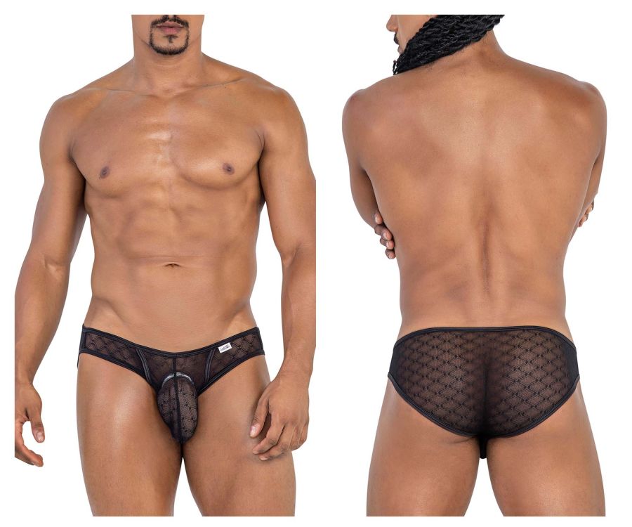 CandyMan Men's Underwear 99812 Sheer Lace Mesh Men's Briefs Black