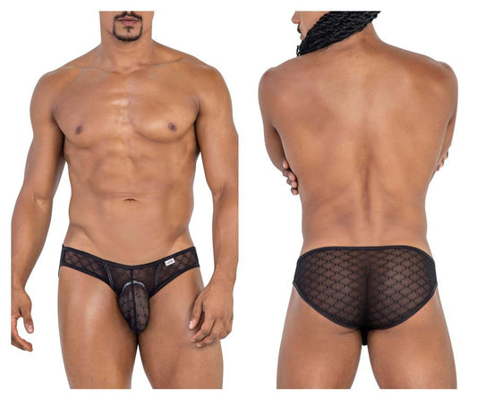 CandyMan Men's Underwear 99812 Sheer Lace Mesh Men's Briefs Black