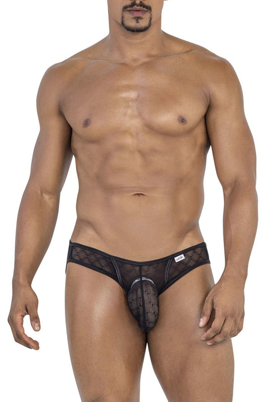 CandyMan Men's Underwear 99812 Sheer Lace Mesh Men's Briefs Black