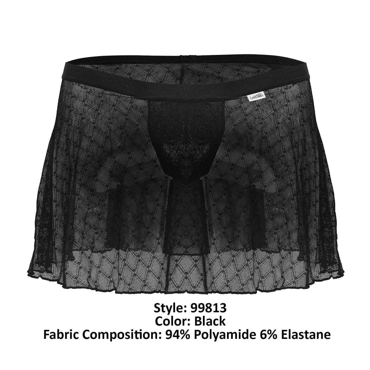 CandyMan Men's Underwear 99813 Mesh Skirt Color Black