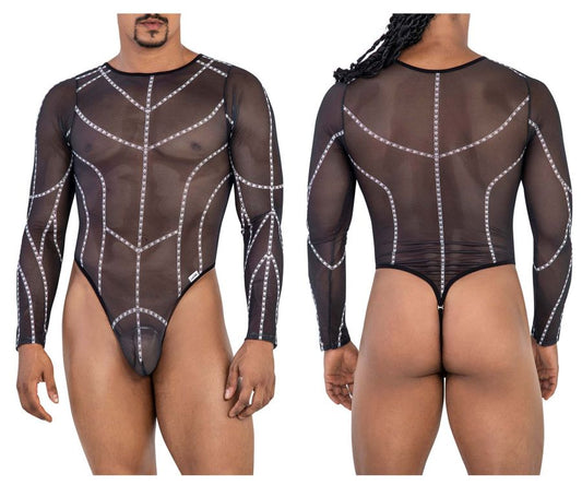 CandyMan Men's Underwear 99816 Mesh Bodysuit Color Black