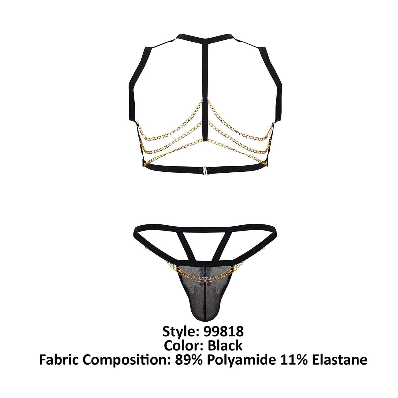 CandyMan Men's Underwear 99818 Two Piece Outfit Color Black