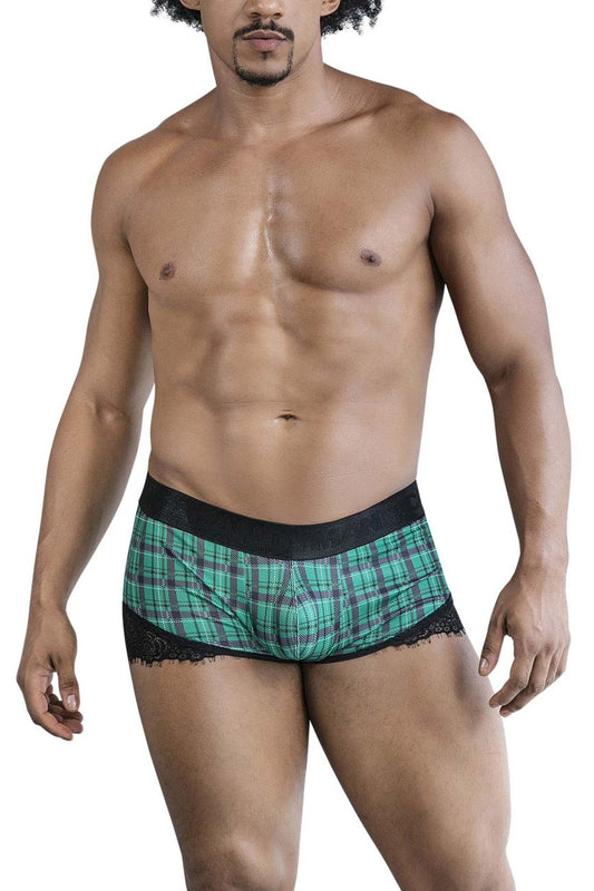 CandyMan Men's Underwear 99821 Back to School Trunks Color Green Plaid