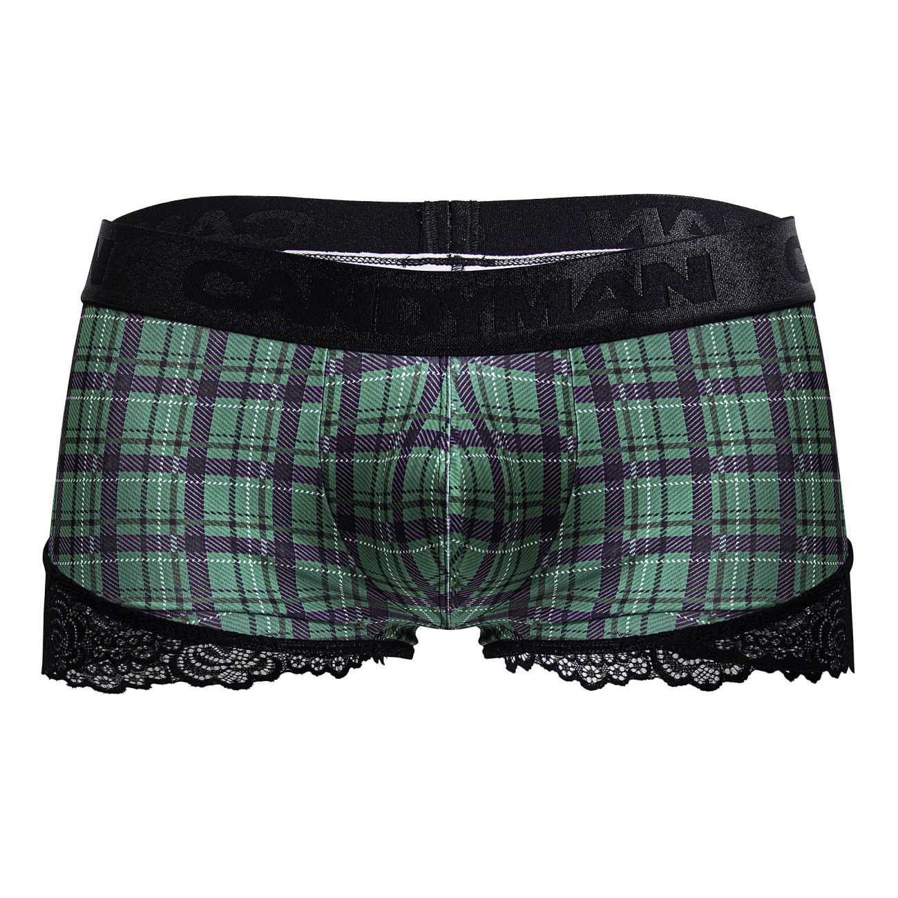 CandyMan Men's Underwear 99821 Back to School Trunks Color Green Plaid