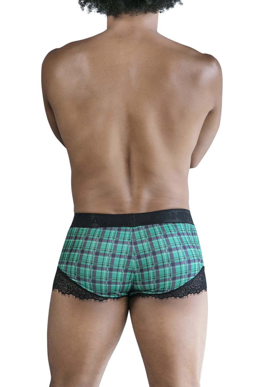 CandyMan Men's Underwear 99821 Back to School Trunks Color Green Plaid