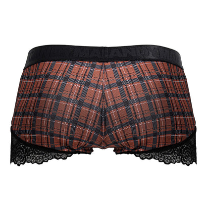 CandyMan Men's Underwear 99821 Back to School Trunks Color Red Plaid