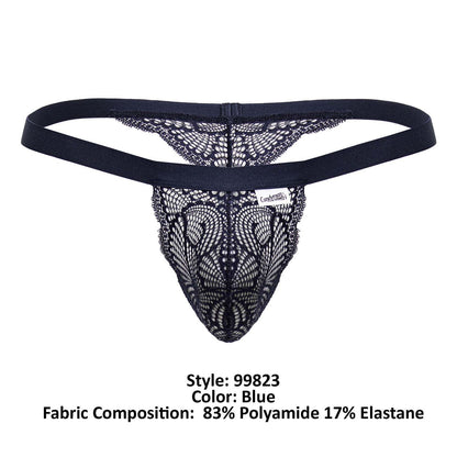CandyMan Men's Underwear 99823 Lace Thongs Color Blue