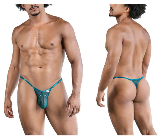 CandyMan Men's Underwear 99824 Mesh Thongs Color Green