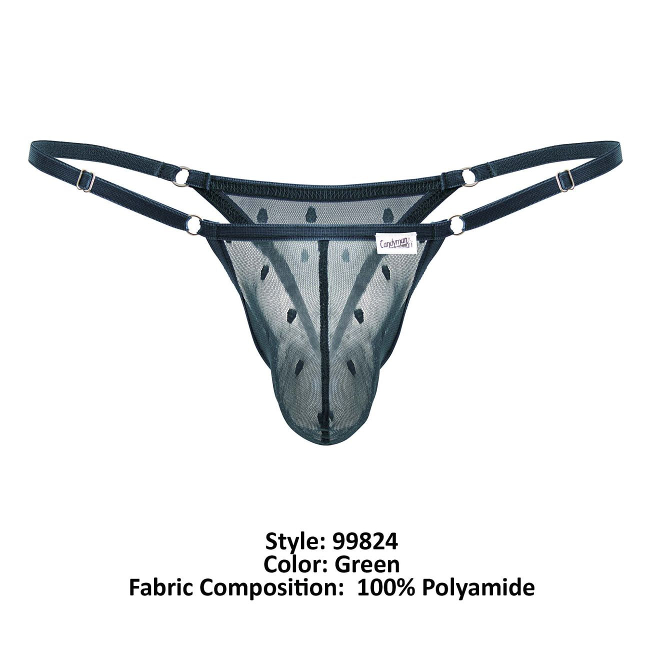 CandyMan Men's Underwear 99824 Mesh Thongs Color Green
