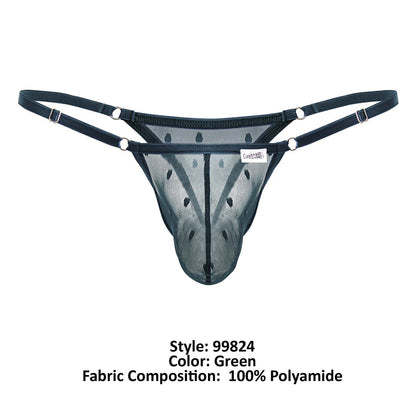 CandyMan Men's Underwear 99824 Mesh Thongs Color Green