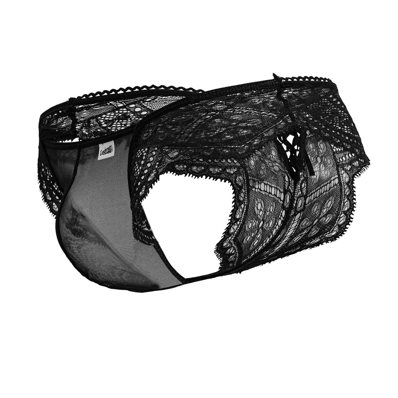 CandyMan Men's Underwear 99828 Lace-Mesh Thongs Color Black