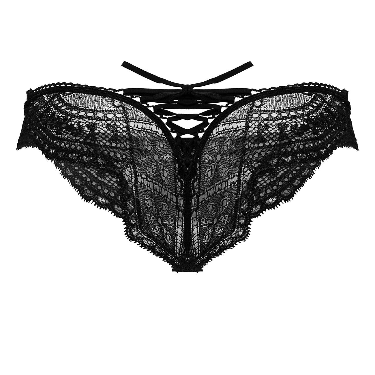 CandyMan Men's Underwear 99828 Lace-Mesh Thongs Color Black