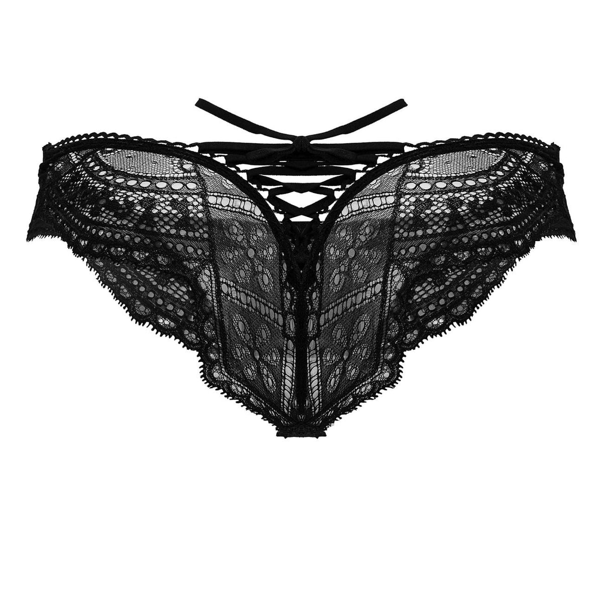 CandyMan Men's Underwear 99828 Lace-Mesh Thongs Color Black