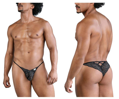 CandyMan Men's Underwear 99829 Lace Thongs Color Black