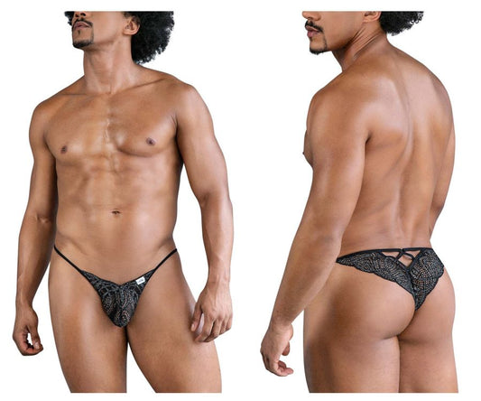 CandyMan Men's Underwear 99829 Lace Thongs Color Black