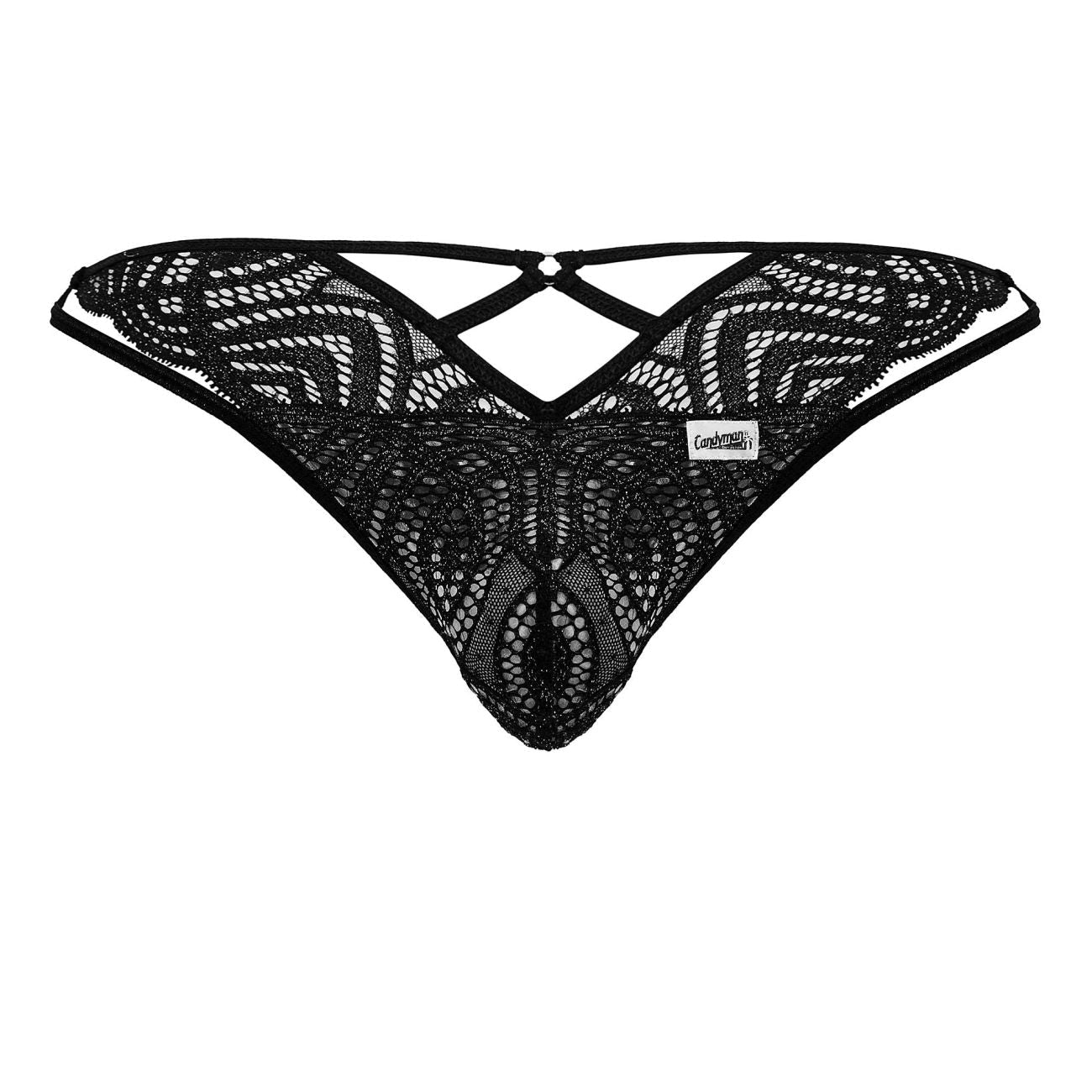 CandyMan Men's Underwear 99829 Lace Thongs Color Black